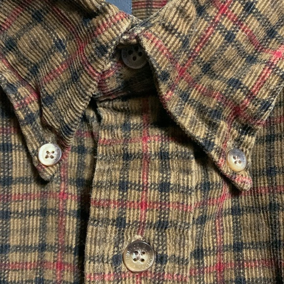 OLD SCHOOL Mens Plaid Corduroy Button Down Size Large Shirt Academia Gorpcore - Picture 7 of 11